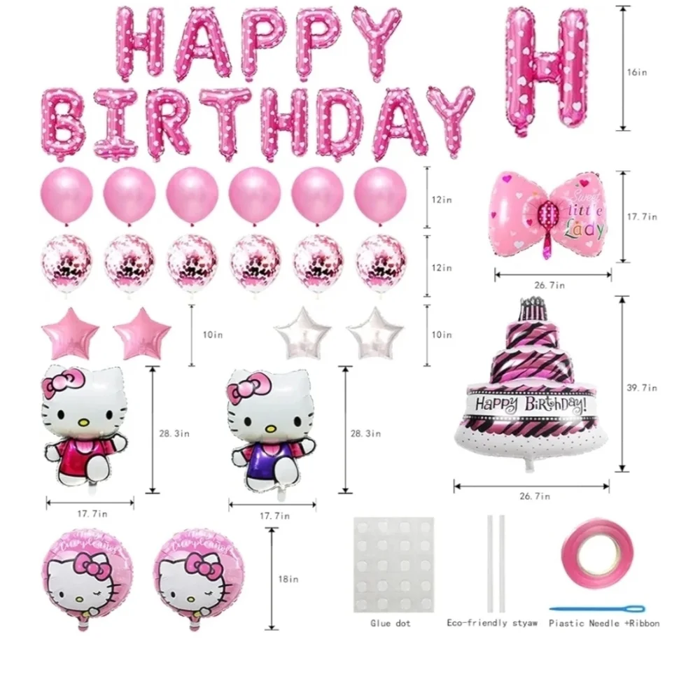 Hello Kitty Pink and White Party Decoration Set Lot - Picture 3 of 4